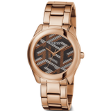  Shop Authentic Guess Cubed Analog Black Dial Rose Gold Steel Strap Watch For Women - GW0607L3 - Luxxuri