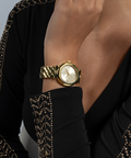  Shop Authentic Guess Rumour Quartz Gold Dial Gold Steel Strap Watch For Women - GW0613L2 - Luxxuri