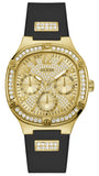  Shop Authentic Guess Duchess Crystals Gold Dial Black Silicon Strap Watch For Women - GW0619L2 - Luxxuri