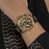  Shop Authentic Guess Duchess Crystals Gold Dial Black Silicon Strap Watch For Women - GW0619L2 - Luxxuri