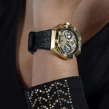  Shop Authentic Guess Asteria Multifunction Gold Dial Black Rubber Strap Watch For Women - GW0620L2 - Luxxuri