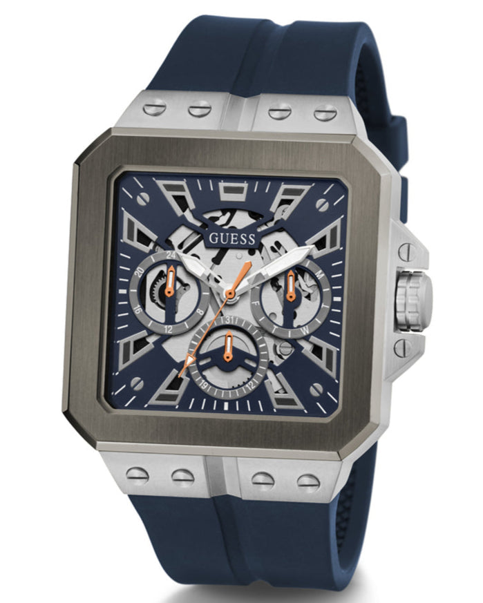  Shop Authentic Guess Leo Chronograph Navy Blue Dial Blue Silicone Strap Watch For Men - GW0637G1 - Luxxuri