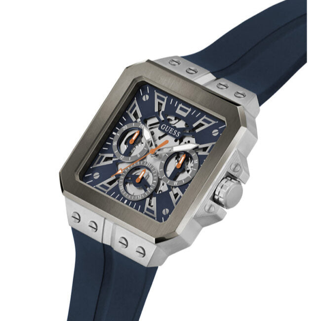  Shop Authentic Guess Leo Chronograph Navy Blue Dial Blue Silicone Strap Watch For Men - GW0637G1 - Luxxuri