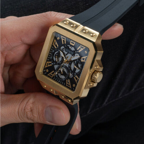 Guess Leo Multifunction Black Dial Black Silicone Strap Watch For Men - GW0637G2