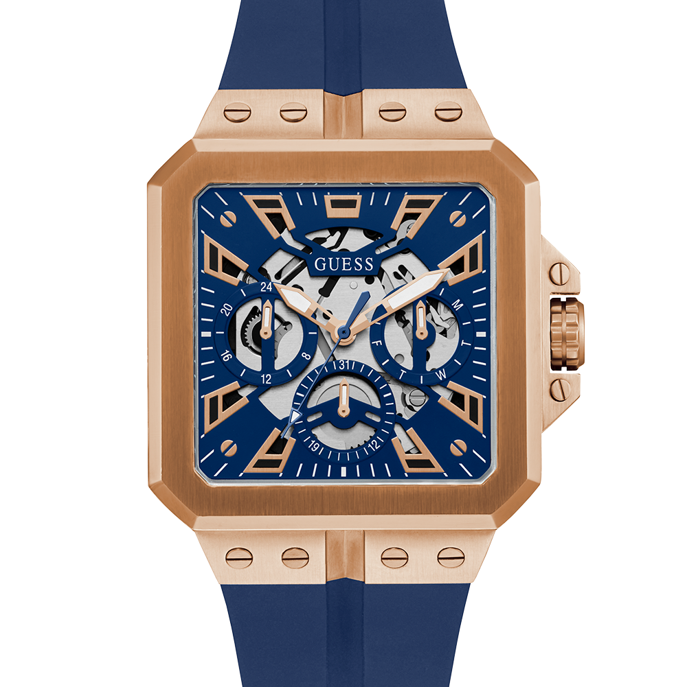  Shop Authentic Guess Leo Chronograph Blue Dial Blue Silicone Strap Watch For Men - GW0637G3 - Luxxuri