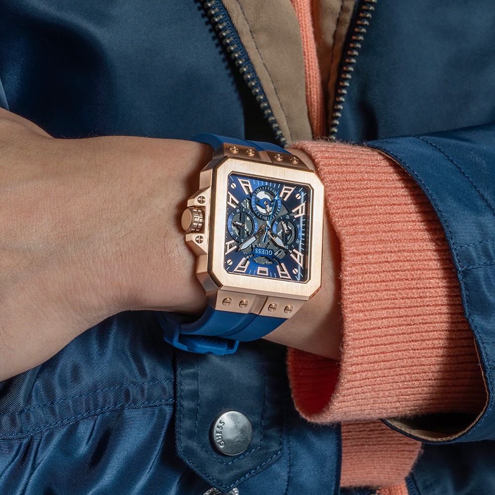  Shop Authentic Guess Prodigy Multifunction Navy Blue Dial Blue Silicone Strap Watch For Men - GW0569G3 - Luxxuri