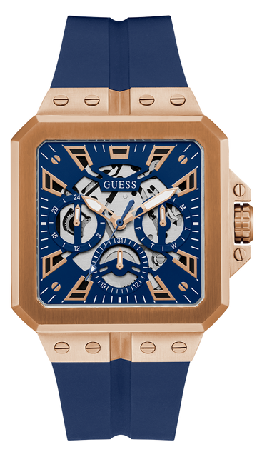  Shop Authentic Guess Leo Chronograph Blue Dial Blue Silicone Strap Watch For Men - GW0637G3 - Luxxuri