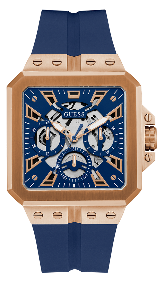  Shop Authentic Guess Leo Chronograph Blue Dial Blue Silicone Strap Watch For Men - GW0637G3 - Luxxuri