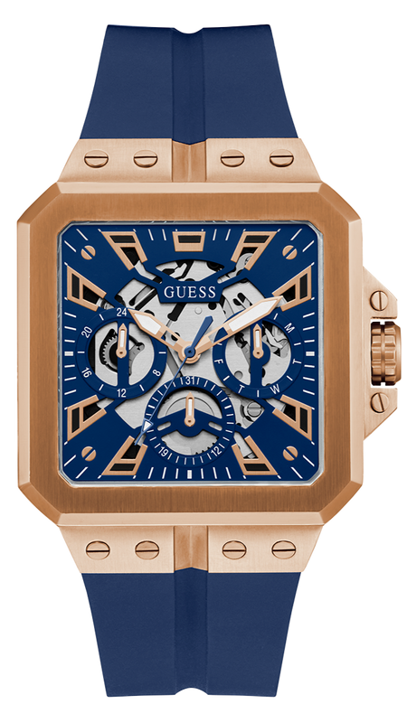  Shop Authentic Guess Leo Chronograph Blue Dial Blue Silicone Strap Watch For Men - GW0637G3 - Luxxuri