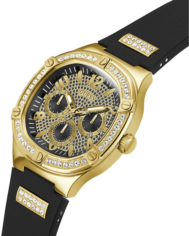  Shop Authentic Guess Duke Crystals Black Dial Black Silicone Strap Watch For Men - GW0641G2 - Luxxuri