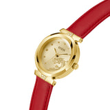  Shop Authentic Guess Trend Dragon Gold Dial Red Leather Strap Watch For Women - GW0646L1 - Luxxuri