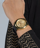  Shop Authentic Guess Cubed Analog Gold Dial Black Silicone Strap Watch For Women - GW0665L1 - Luxxuri