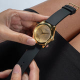  Shop Authentic Guess Cubed Analog Gold Dial Black Silicone Strap Watch For Women - GW0665L1 - Luxxuri