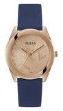  Shop Authentic Guess Cubed Analog Rose Gold Dial Blue Leather Strap Watch For Women - GW0665L2 - Luxxuri