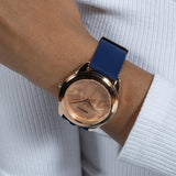  Shop Authentic Guess Cubed Analog Rose Gold Dial Blue Leather Strap Watch For Women - GW0665L2 - Luxxuri
