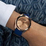  Shop Authentic Guess Cubed Analog Rose Gold Dial Blue Leather Strap Watch For Women - GW0665L2 - Luxxuri