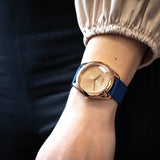  Shop Authentic Guess Cubed Analog Rose Gold Dial Blue Leather Strap Watch For Women - GW0665L2 - Luxxuri