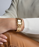  Shop Authentic Guess Mod Heavy Metal Gold Dial Gold Steel Strap Watch For Women - W1117L2 - Luxxuri