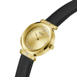  Shop Authentic Guess Rumour Quartz Gold Dial Black Leather Strap Watch For Women - GW0689L2 - Luxxuri
