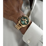  Shop Authentic Guess Equity Analog Green Dial Gold Steel Strap Watch For Men - GW0703G2 - Luxxuri