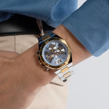  Shop Authentic Guess Equity Analog Blue Dial Two Tone Steel Strap Watch For Men - GW0703G3 - Luxxuri