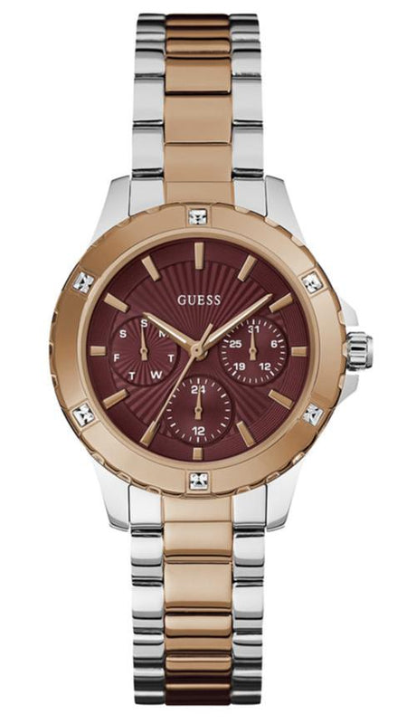  Shop Authentic Guess Mist Analog Maroon Dial Two Tone Steel Strap Watch For Women - GW0723L2 - Luxxuri