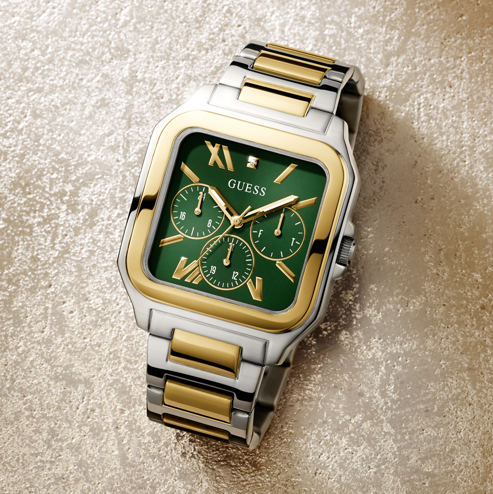  Shop Authentic Guess Dress Chronograph Multifunction Green Dial Two Tone Steel Strap Watch For Men - GW0631G1 - Luxxuri