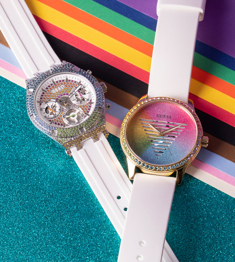  Shop Authentic Guess Glitz Pride Limited Edition White Dial White Rubber Strap Watch for Women - GW0407L4 - Luxxuri