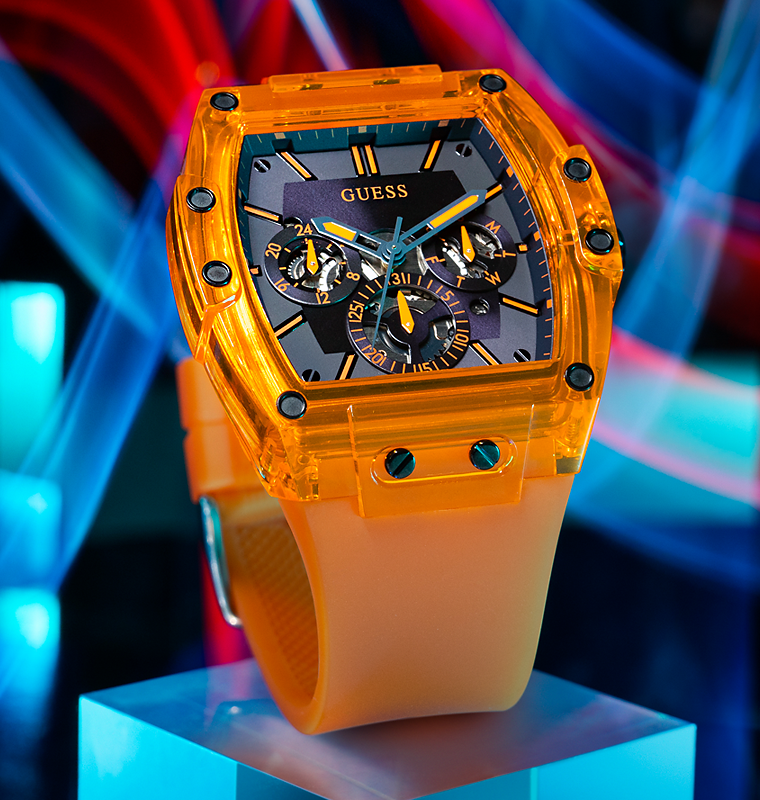  Shop Authentic Guess Phoenix Multifunction Black Dial Orange Rubber Strap Watch For Men - GW0203G10 - Luxxuri