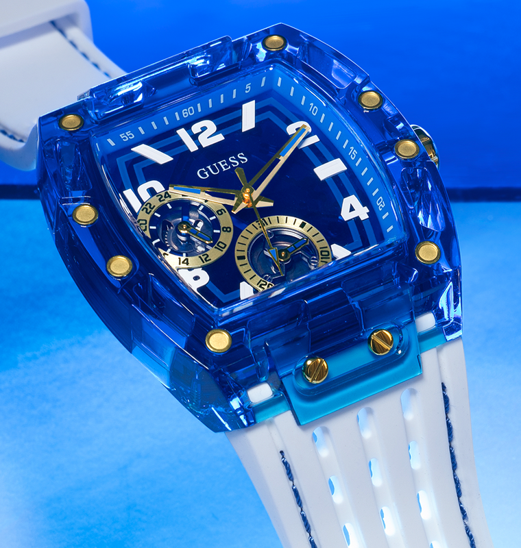  Shop Authentic Guess Phoenix Analog Blue Dial White Silicone Strap Watch For Men - GE0499G6 - Luxxuri
