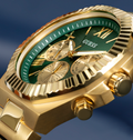 Guess Equity Analog Green Dial Gold Steel Strap Watch For Men - GW0703G2
