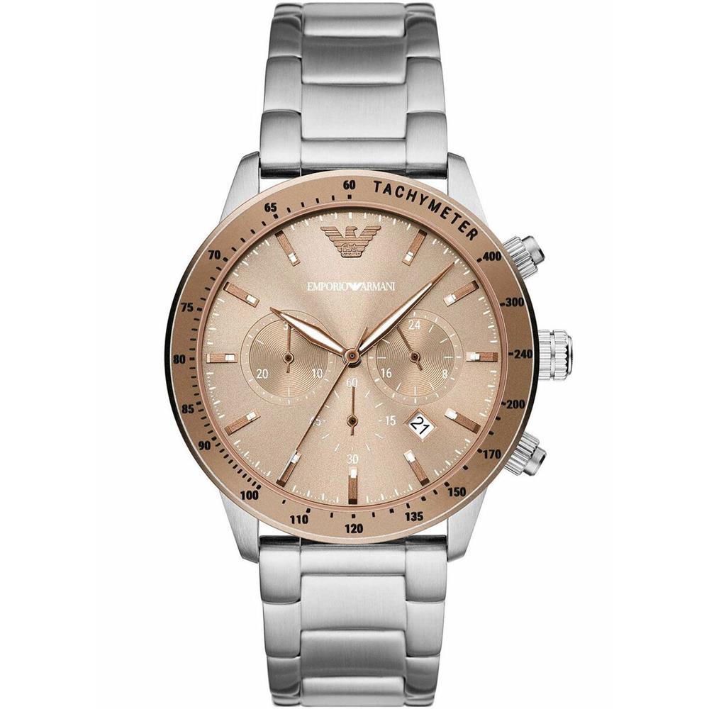  Shop Authentic Emporio Armani Mario Chronograph Beige Dial Silver Steel Strap Watch For Men - AR11352 - Luxxuri