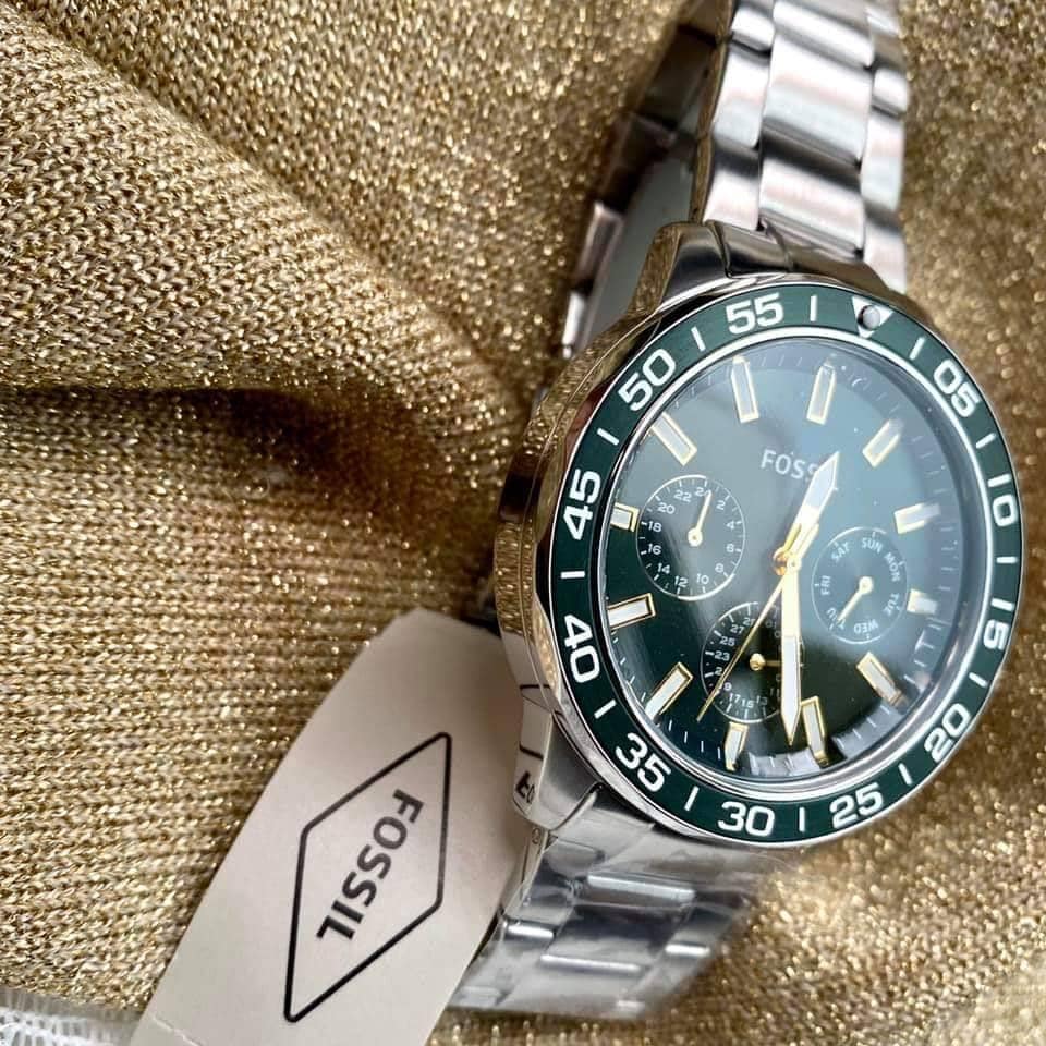  Shop Authentic Fossil Bannon Chronograph Green Dial Silver Steel Strap Watch for Men - BQ2492 - Luxxuri