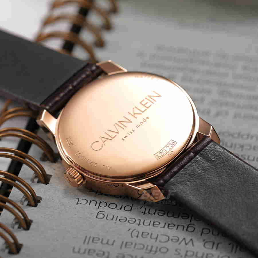  Shop Authentic Calvin Klein City White Mother of Pearl Dial Brown Leather Strap Watch for Women - K2G23620 - Luxxuri