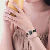  Shop Authentic Swarovski Lovely Crystals Analog Black Dial Black Leather Strap Watch for Women - 5301877 - Luxxuri