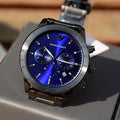  Shop Authentic Emporio Armani Mario Chronograph Blue Dial Grey Steel Strap Watch For Men - AR80045 - Luxxuri