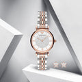  Shop Authentic Emporio Armani Gianni T Bar Quartz White Dial Two Tone Steel Strap Watch For Women - AR80035 - Luxxuri