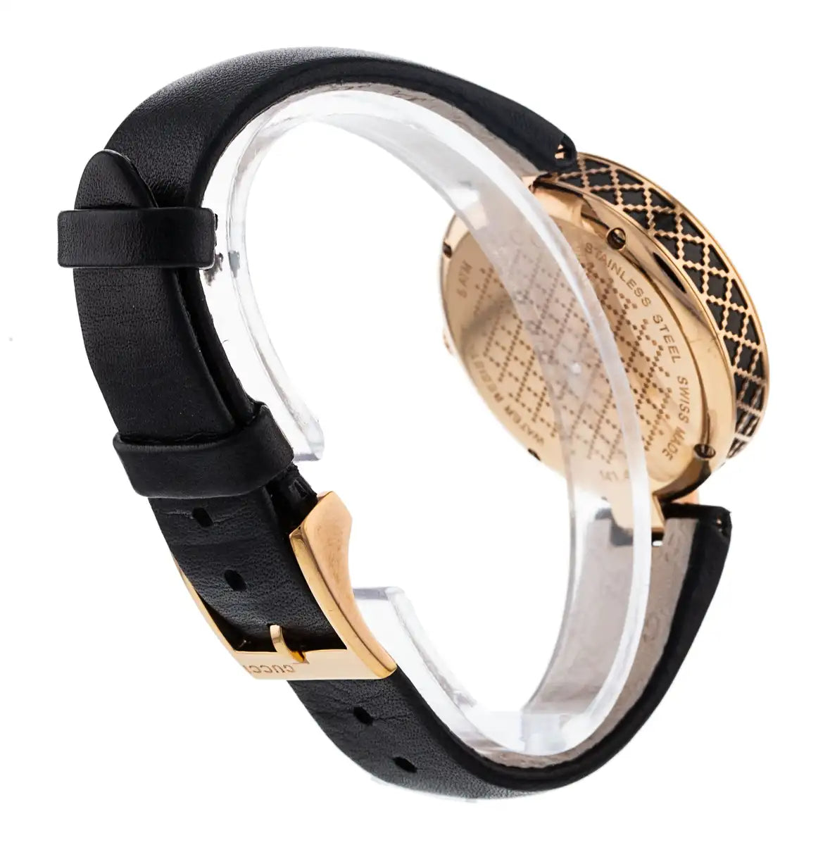 Shop Authentic Gucci Diamantissima Quartz Black Dial Black Leather Strap Watch for Women - YA141401 - Luxxuri