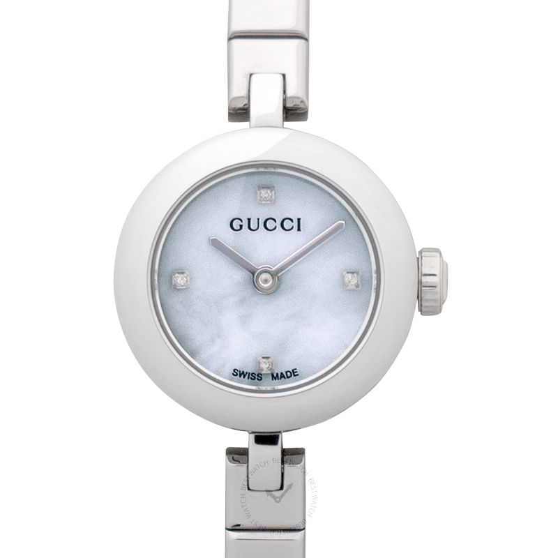  Shop Authentic Gucci Diamantissima Quartz Diamonds White Dial Silver Steel Strap Watch For Women - YA141503 - Luxxuri