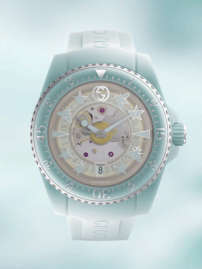  Shop Authentic Gucci Dive Automatic White Dial White Rubber Strap Unisex Watch - YA136342 - Luxxuri