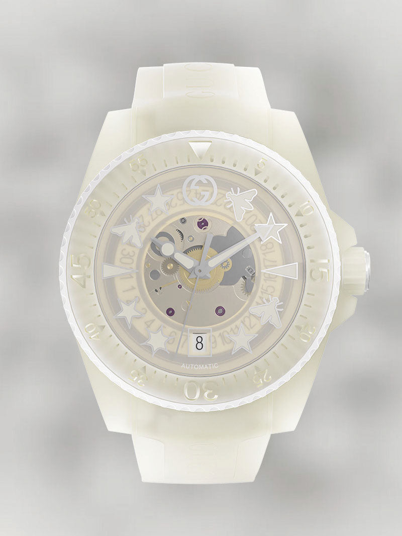  Shop Authentic Gucci Dive Automatic White Dial White Rubber Strap Unisex Watch - YA136342 - Luxxuri
