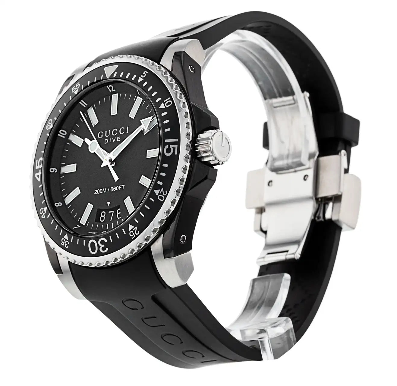 Shop Authentic Gucci Dive Analog Quartz Black Dial Black Rubber Strap Watch For Men -  YA136204 - Luxxuri