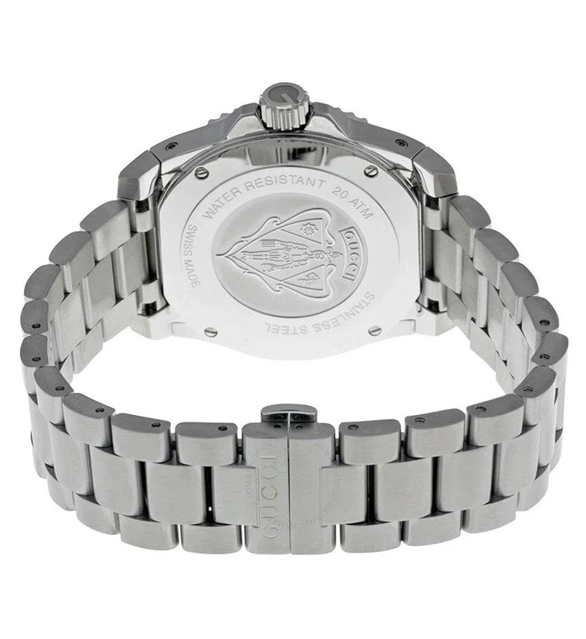  Shop Authentic Gucci Dive Quartz Black Dial Silver Steel Strap Watch For Men - YA136301A - Luxxuri