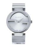  Shop Authentic Gucci G Interlocking Silver Dial Silver Steel Strap Watch For Women - YA133308 - Luxxuri