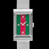  Shop Authentic Gucci G Frame Red and Green Dial Silver Mesh Bracelet Watch For Women - YA147401 - Luxxuri