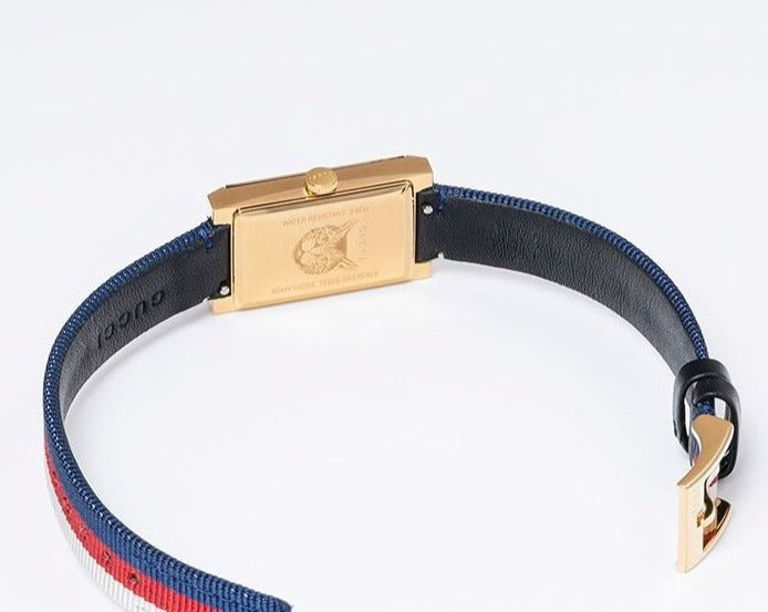  Shop Authentic Gucci G-Frame Mother of Pearl Dial White Blue Red Nylon Strap Watch For Women - YA147405 - Luxxuri