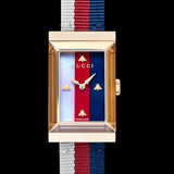  Shop Authentic Gucci G-Frame Mother of Pearl Dial White Blue Red Nylon Strap Watch For Women - YA147405 - Luxxuri