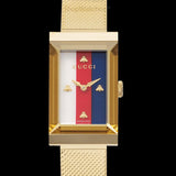  Shop Authentic Gucci G-Frame Mother of Pearl Dial Yellow Gold Mesh Bracelet Watch For Women - YA147410 - Luxxuri