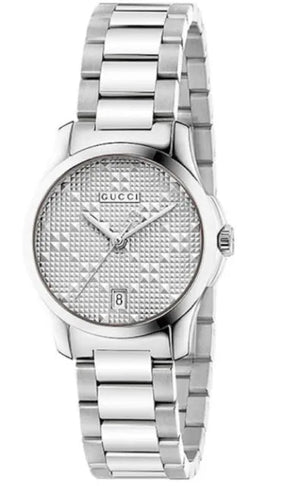  Shop Authentic Gucci G Timeless Quartz Silver Dial Silver Steel Strap Watch For Women - YA126551 - Luxxuri