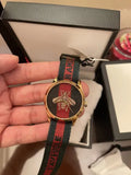  Shop Authentic Gucci G Timeless Quartz Green & Red Dial Green & Red NATO Strap Watch For Men - YA126487A - Luxxuri